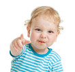 © Andrey Kuzmin - funny curly child with dirty lips pointing by finger directly to