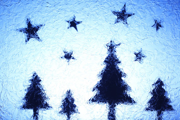 Wall Mural - Christmas trees and stars