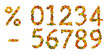 Numbers, percent sign and minus made of autumn leaves.