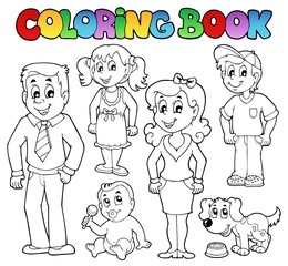 Wall Mural - Coloring book family collection 1