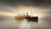 Ocean Liner Titanic On Calm Sunset Seas