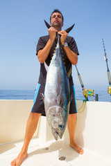 Wall Mural - big Bluefin tuna catch by fisherman on boat trolling