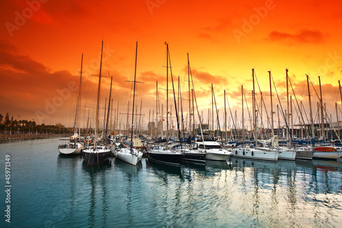 Naklejka nad blat kuchenny marina in Barcelona. Spain.