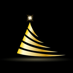 Wall Mural - Vector Creative Golden Christmas tree