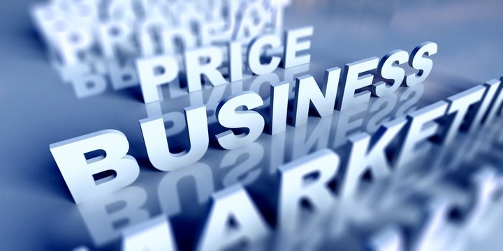 3d Business text table and business