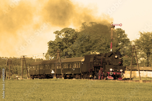Naklejka nad blat kuchenny Old retro steam train