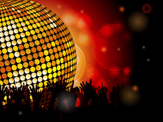 Wall Mural - Disco ball and crowd