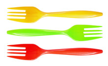Three Plastic Colorful Forks