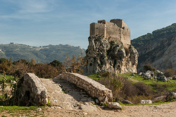 The Mussaylaha Castle and its litlle stone bridge in Lebanon