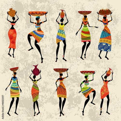 Naklejka dekoracyjna African woman on grunge background