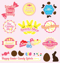 Vector Set: Vintage Easter Candy Labels And Icons