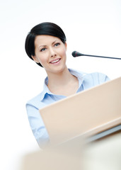 Wall Mural - Female lecturer at the board. Business training