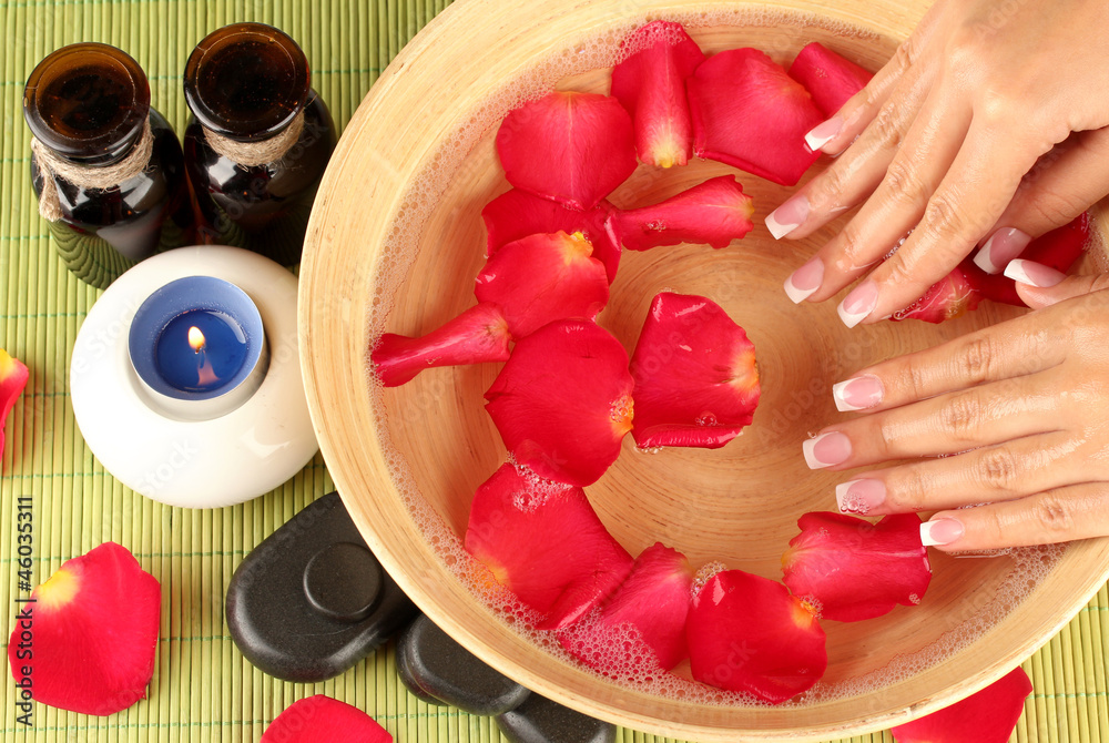 spa treatments for female hands,  close-up