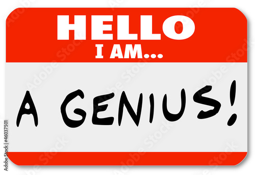 Fotografia Hello I Am A Genius Nametag Expert Brilliant Thinker