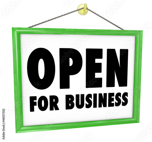 Fotografia, Obraz Open for Business Sign Hanging Store Window Door