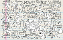 Zombie Undead Doodle Vector Illustration Set