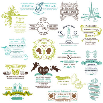 Wedding Vintage Invitation Collection - for design, scrapbook -