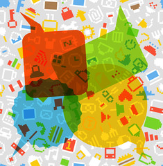 Aufkleber - Color speech clouds and pixel style icons