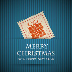 Wall Mural - blue stamp christmas card