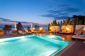 swimming pool of luxury hotel
