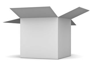 Poster - Blank opened cardboard box isolated over white background