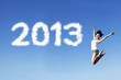 Embracing new year 2013 by jumping