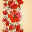Red flowers seamless pattern in retro style 