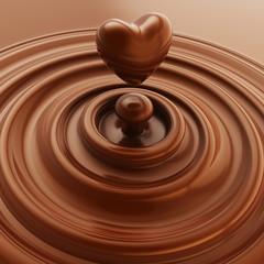 Wall Mural - heart symbol made of liquid chocolate