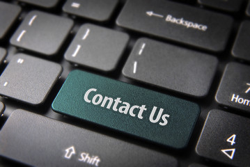 Wall Mural - contact us keyboard key, website template section background