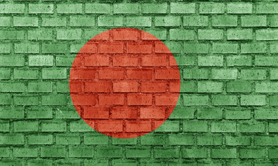 Wall Mural - Bangladesh flag on a brick wall