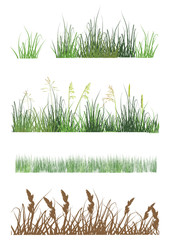 Sticker - grass strips collection isolated on white