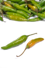 Green hot chili peppers