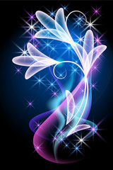 Wall Mural - Glowing background with smoke and flowers