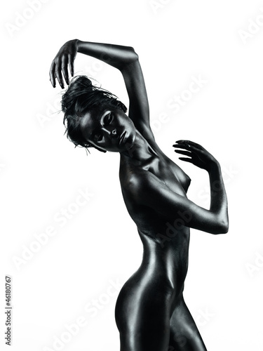 Fototapeta na wymiar artistic nude of young woman, white background