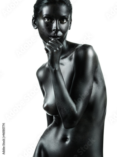 Fototapeta na wymiar artistic nude beautiful woman white background