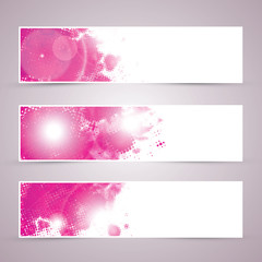 three pink party advertisement banners vector eps10
