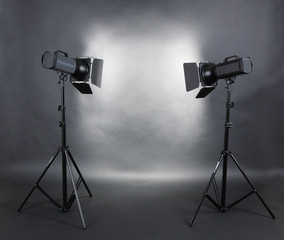 Wall Mural - Empty photo studio with lighting equipment