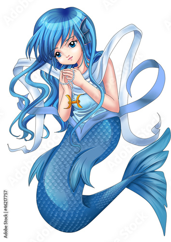 Fototapeta dla dzieci Manga style illustration of zodiac symbol, Pisces