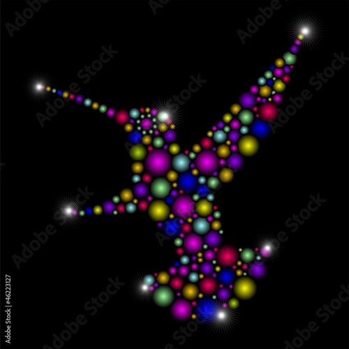 Hummingbird Colorful Abstract Art Design-Colibri Astratto Colori
