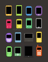 Abstract style modern and vintage mobile gadgets