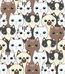 Funny cartoon cats. Seamless pattern