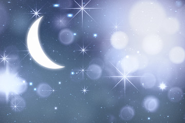 Wall Mural - Abstract night sky background with shining stars and moon
