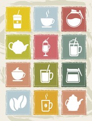 Sticker - coffee icons