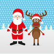 Christmas Reindeer and Santa Claus in the woods