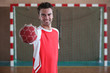 Handball player in front of goal