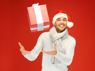 Poster - handsome man in christmas hat