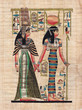 Scene from egyptian mythology painted on papyrus