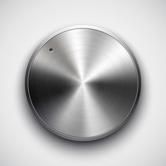 Poster - Music button with metal texture, shadow for web interface