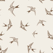 vintage pattern with white little swallows