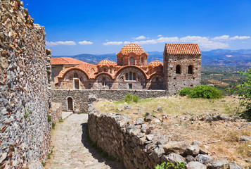 Canvas Print - Ruins of old town in Mystras, Greece